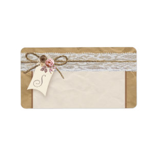 1.25"x2.75" Mailing Address Kraft Paper Lace Twine Label