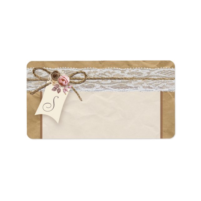 1.25"x2.75" Mailing Address Kraft Paper Lace Twine Label (Front)