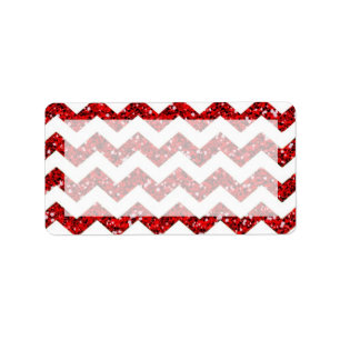 1.25"x2.75" Mailing Address Red Glitter Chevron Label