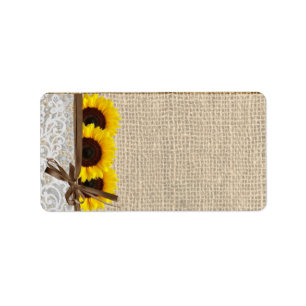 1.25"x2.75" Mailing Address Sunflower Lace Burlap Label