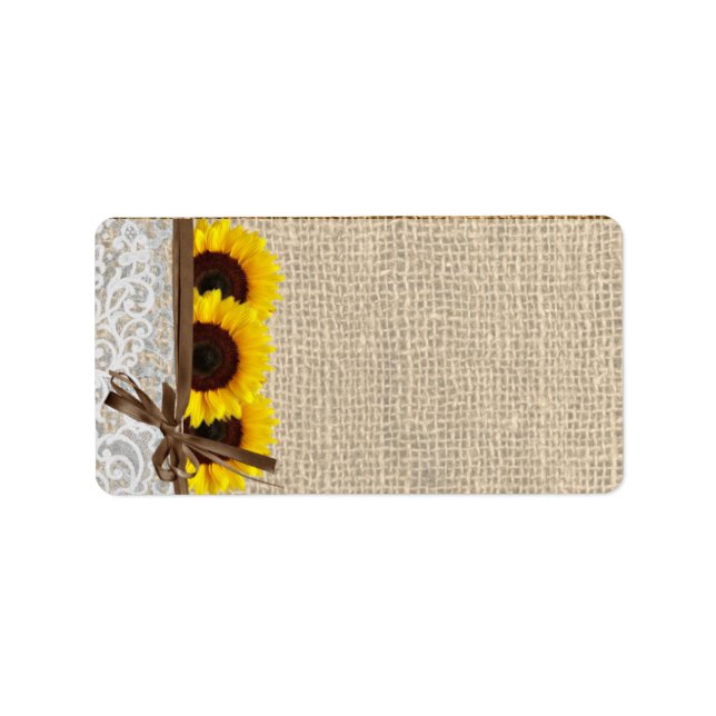 1.25"x2.75" Mailing Address Sunflower Lace Burlap Label (Front)