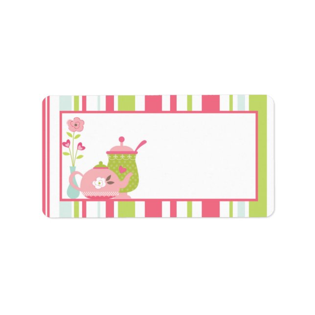 1.25"x2.75" Mailing Address Tea Party Pink Pastel Label (Front)
