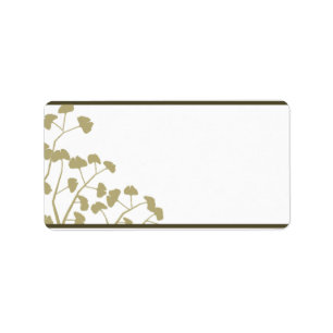 1.25"x2.75" Mailing Address White Ginkgo Leaves Label