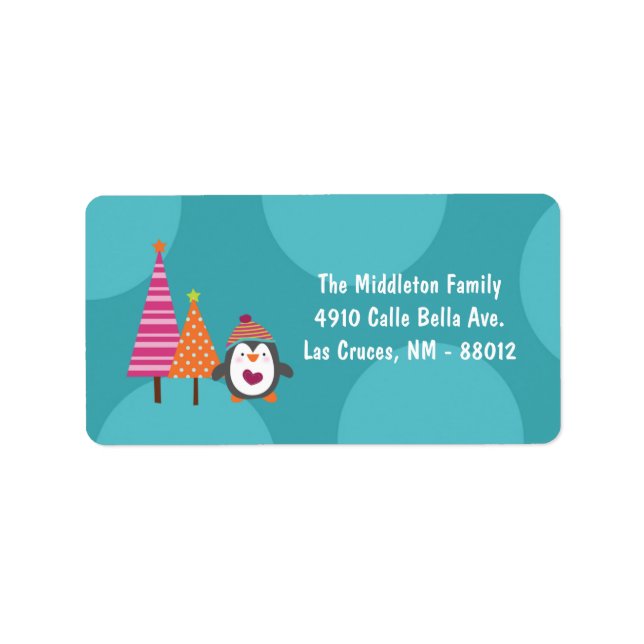 1.25"x2.75" Modern Penguin Tree Mailing Label (Front)