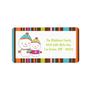 1.25"x2.75" Modern Snowman Mailing Address Label