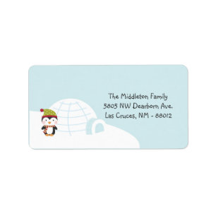1.25"x2.75" Penguins Igloo Mailing Address Label