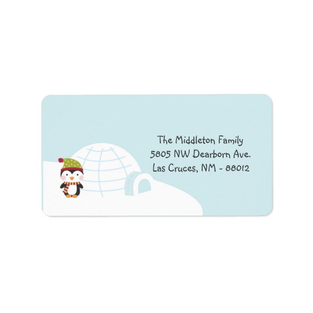 1.25"x2.75" Penguins Igloo Mailing Address Label (Front)