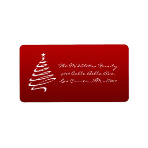1.25"x2.75" Red White XMAS Tree Mailing Label