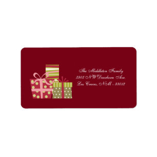 1.25"x2.75" Red XMAS Presents Mailing Address Label
