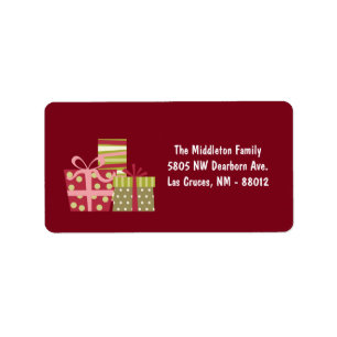 1.25"x2.75" Red XMAS Presents Mailing Address Label