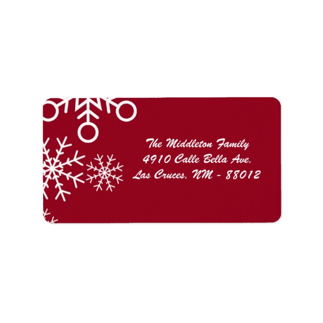 1.25"x2.75" Red XMAS Snowflake Mailing Address Label (Front)