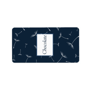 1.25" x 2.75" Hershey's Navy Blue Dandelion Flower Label