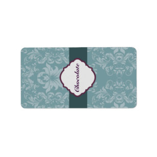 1.25" x 2.75" Hershey's Teal Blue Damask/Stripes R Label