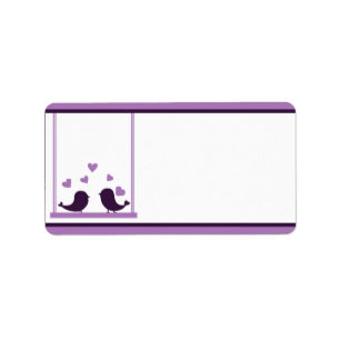 1.25" x 2.75" Mailing Address Bird Swing Purple BG Label
