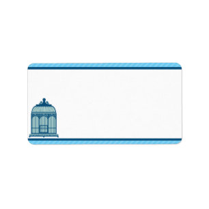 1.25" x 2.75" Mailing Address Birdcage/Blue Stripe Label