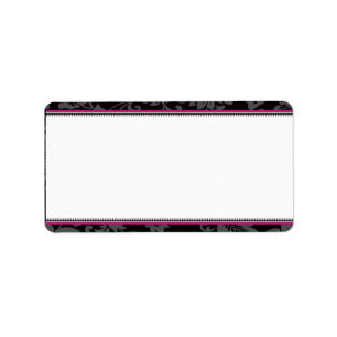 1.25" x 2.75" Mailing Address Black Floral Hot Pin Label