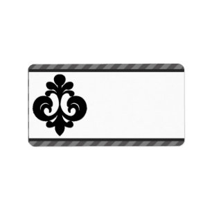 1.25" x 2.75" Mailing Address Black Grey Flourish Label
