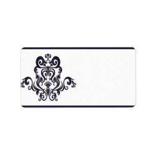 1.25" x 2.75" Mailing Address Deep Purple Damask Label
