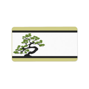 1.25" x 2.75" Mailing Address Japanese Green Bonsa Label