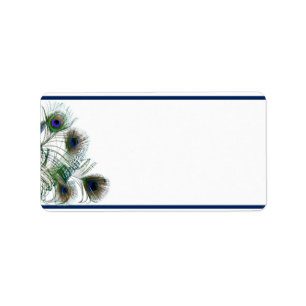 1.25" x 2.75" Mailing Address Peacock Feathers Blu Label