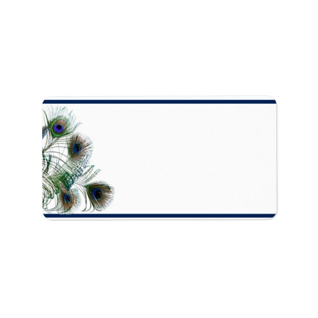 1.25" x 2.75" Mailing Address Peacock Feathers Blu Label (Front)