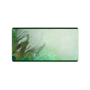 1.25" x 2.75" Mailing Address Peacock Green Feathe Label