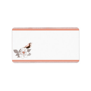 1.25" x 2.75" Mailing Address Pink/Brown Floral Lo Label