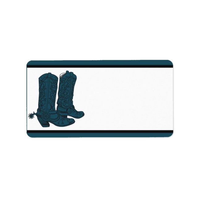 1.25" x 2.75" Mailing Address Western Blue Cowboys Label (Front)