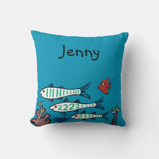 1, 2, 3 Fish with Little Fish and Coral Cushion (Front)
