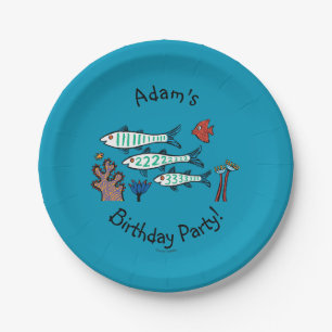 1, 2, 3 Fish with Little Fish and Coral Paper Plate
