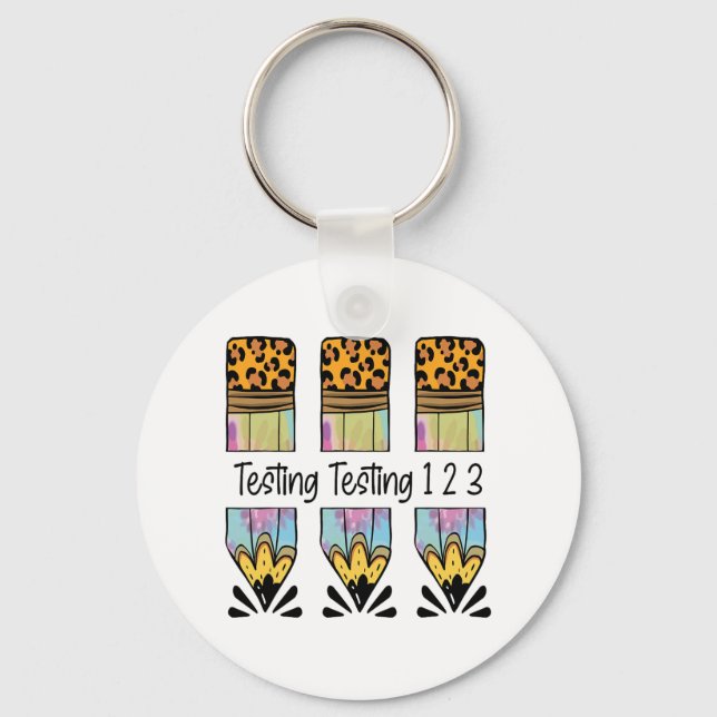 1 2 3 Test Day Shirt Test Day Teacher Exam Testing Key Ring (Front)