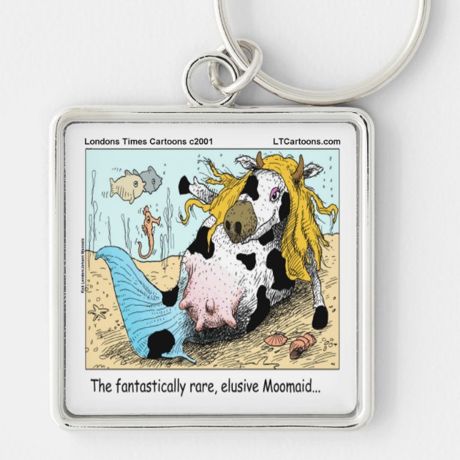1/2 Cow 1/2 Mermaid Moomaid Funny Key Ring (Front)