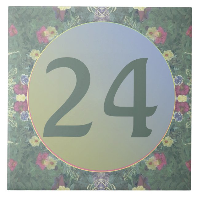 (1-2 Digits)House Number Tile Floral (Front)