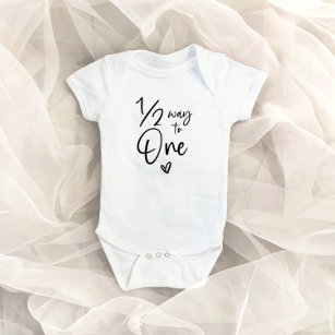 1/2 Way To One Half Birthday 6 Month Milestone Baby Bodysuit