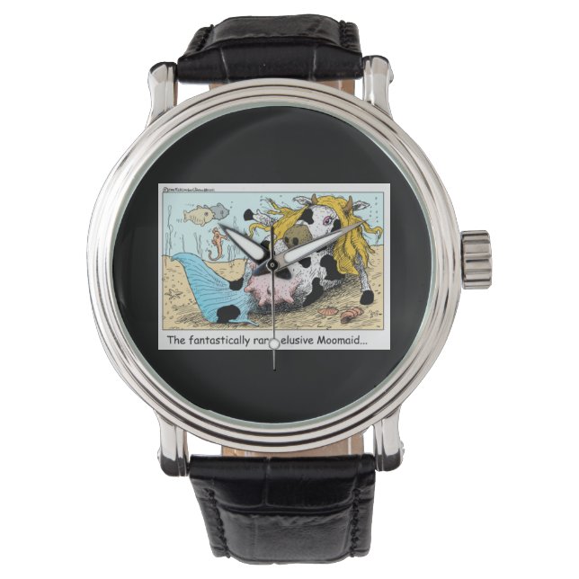 1/3 Mermaid 1/2 Cow Moomaid Funny Unisex Watch (Front)