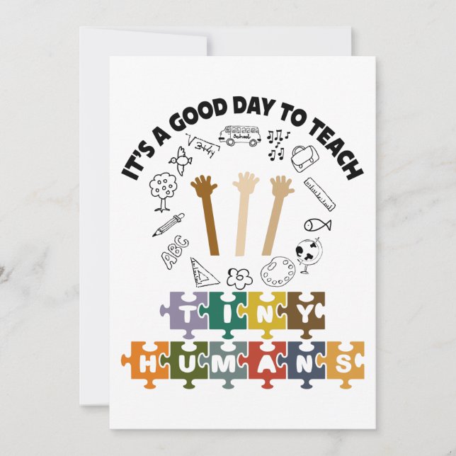 1/4, It's A Good Day To Teach Tiny Humans, Teacher Thank You Card (Front)