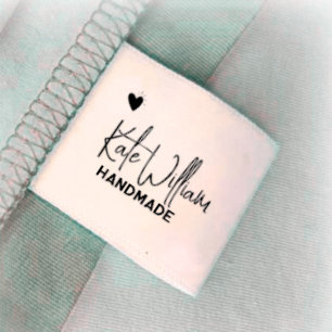 1.5" Custom heart Clothing label for handmade item Grosgrain Ribbon