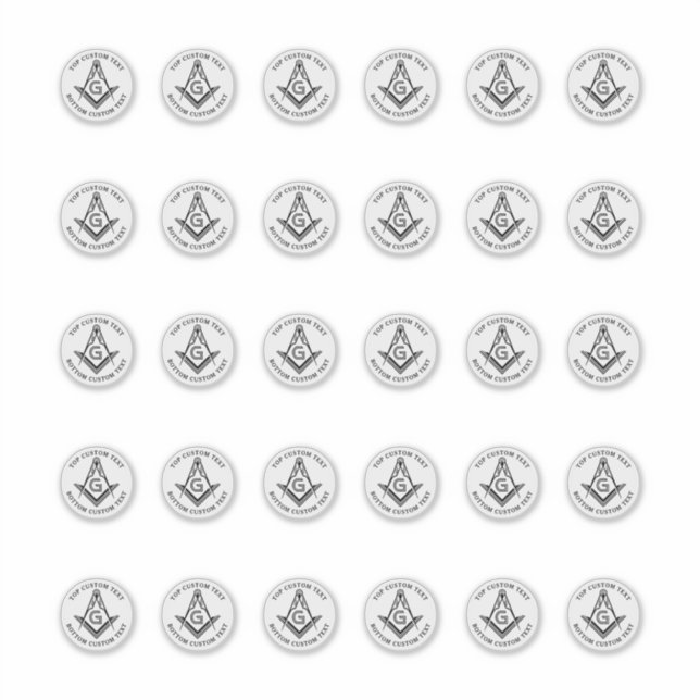 1.5" Masonic Square and Compass Stickers 30 Count (Front)