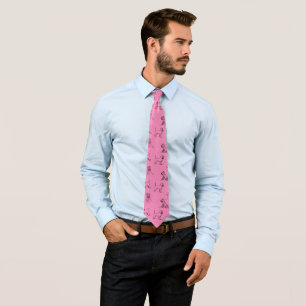 1-5 Schnauzer Line Art Pattern 001 Pink Tie