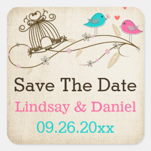 1.5" Whimsical Birds in Love Wedding Sticker