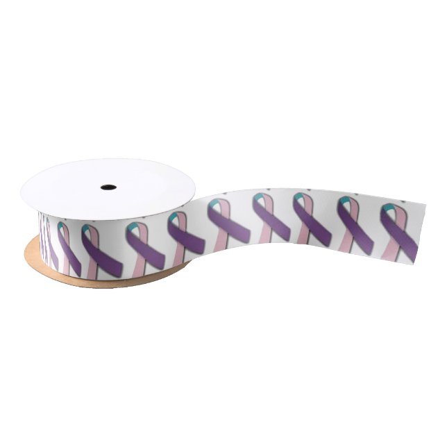 1.5" Wide Satin Thyroid Cancer Awareness Ribbon Satin Ribbon (Spool)