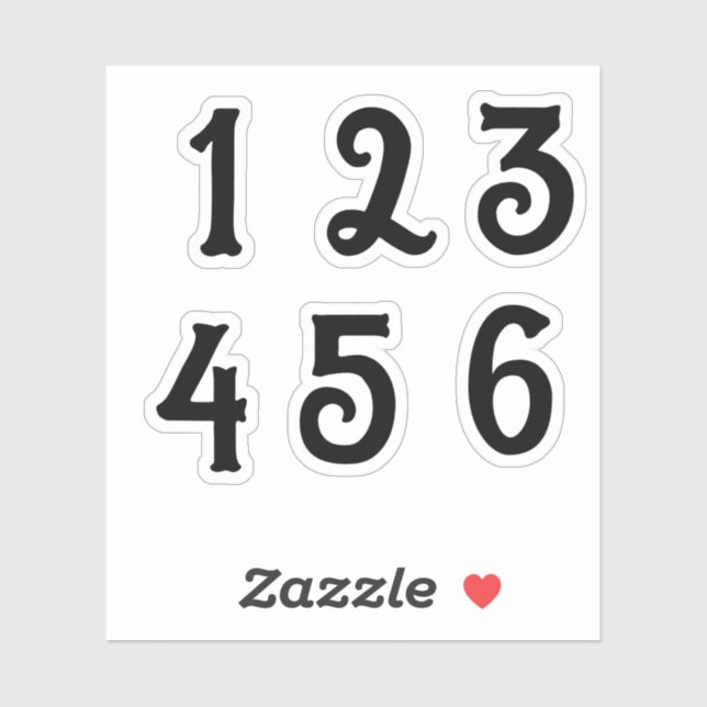 1-6 numbers stickers (Sheet)