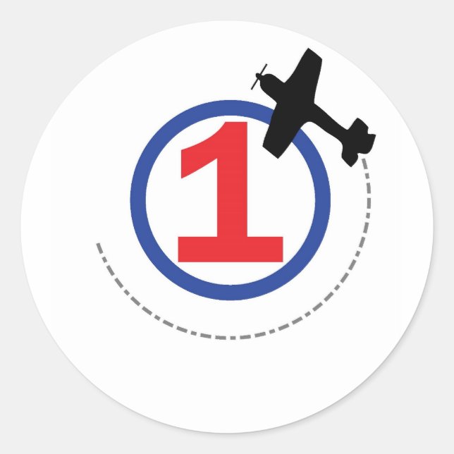 1 aeroplane circle classic round sticker (Front)