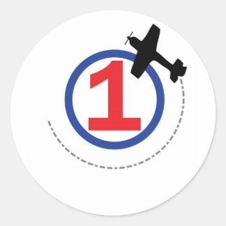 1 aeroplane circle classic round sticker
