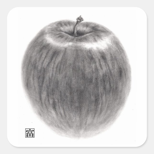 1 apple square sticker (Front)