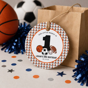 1 Ball Sports Theme Boy’s 1st Birthday Favour Tags