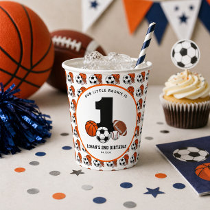 1 Ball Sports Theme Boy’s 1st Birthday Paper Cups