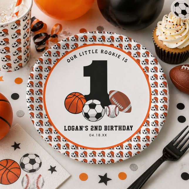 1 Ball Sports Theme Boy’s 1st Birthday Paper Plate (1 Ball Sports Theme Boy’s 1st Birthday Paper Plates)