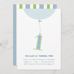 #1 Balloon First Birthday Invitation