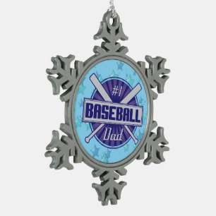 #1 Baseball Dad Christmas Tree Snowflake Ornament